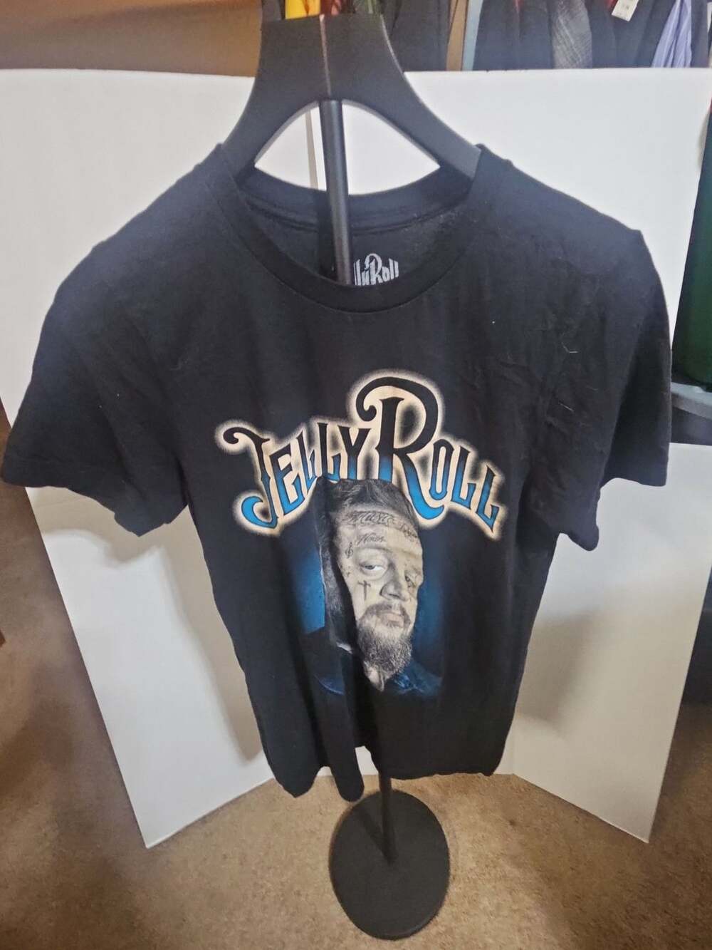 Jelly Roll Concert Tour Graphic T-Shirt Small Black Face Photo Dates